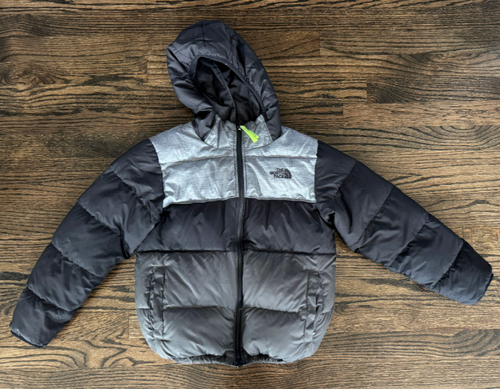 The North Face Down Jacket Reversible Puffer Youth Medium 10/12 Black Grey