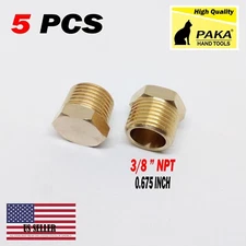 5X 3/8” inch male NPT Cored Hex Head Plug Brass Pipe Fitting NPT fuel water air