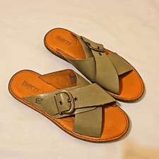BORN Rio Sandals in Natural Leather Beige Bone Slide Summer Minimalist Boho 6