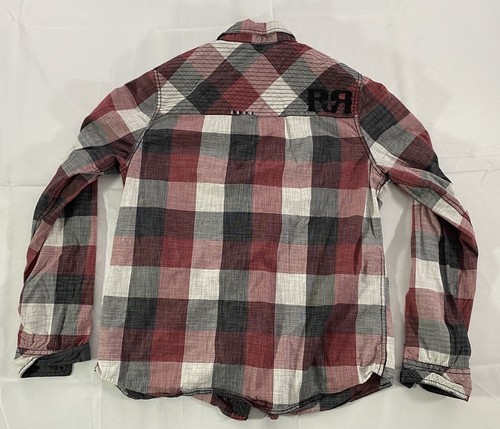 Rock Revival Button Up Mens Large Western Grunge Metal Plaid - Picture 7 of 11