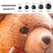  Toy Eyes 6mm12mm Black Plastic Safety Eyes DIY Craft Amigurumi