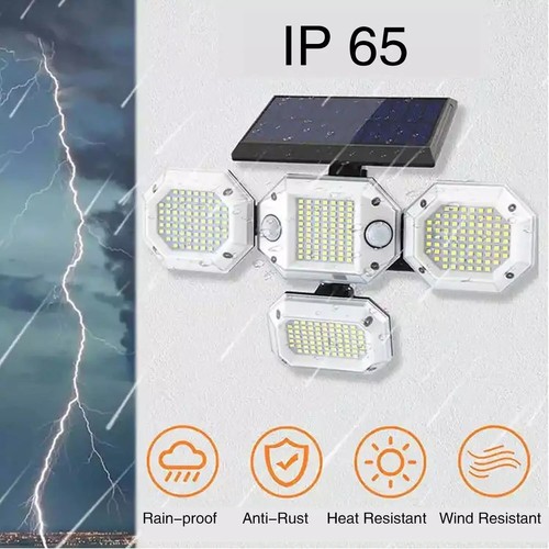 9900000LM LED Solar Wall Lights Outdoor Motion Sensor Security Lamps 4HEAD Flood - Picture 4 of 12