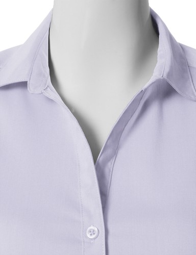 Womens Basic Long Sleeve SLIM FIT Button Down Shirt V-Neck Collared 068 - Picture 54 of 105
