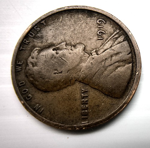 1919 No Mint Mark Wheat Penny One Cent Coin - Picture 2 of 7