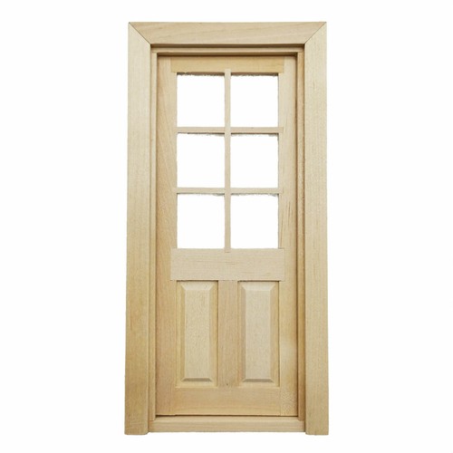 Puppenhaus Möbel DIY Zubehör Holz 6 Scheiben Tür 1:12 Miniatur  - Bild 1 von 4