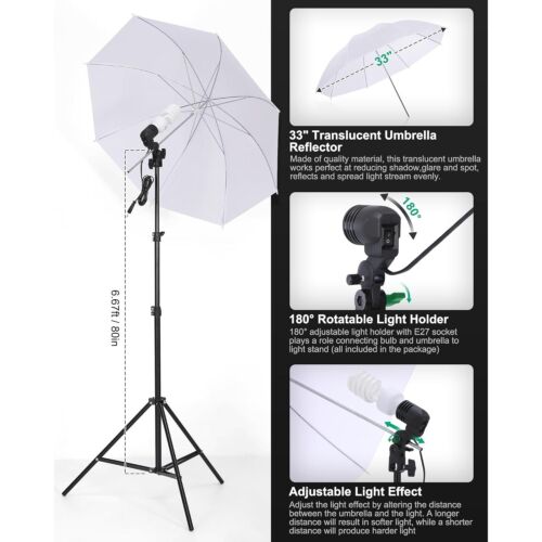 Andoer Softbox Lighting Kit 5500K 45W Light Bulb, Photography Lighting Kit with - Picture 3 of 13