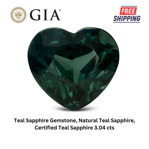Teal Sapphire Edelstein, natürlicher türkisfarbener Saphir, zertifizierter türkisfarbener Saphir 3,04 cts - Bild 1 von 8