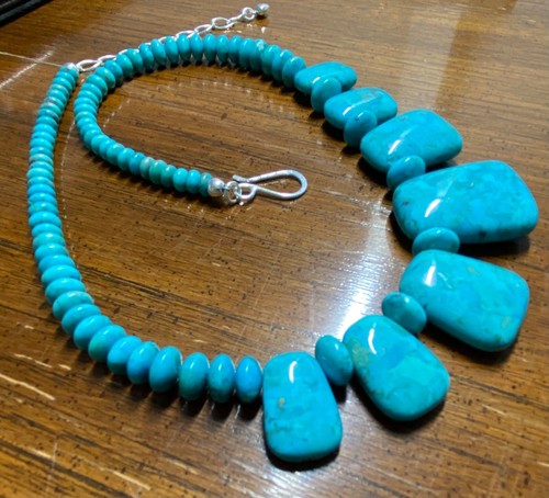 DRT 925, Desert Rose Trading, Blue Turquoise Bead Mosaic Opal Necklace,Repair - Picture 10 of 13