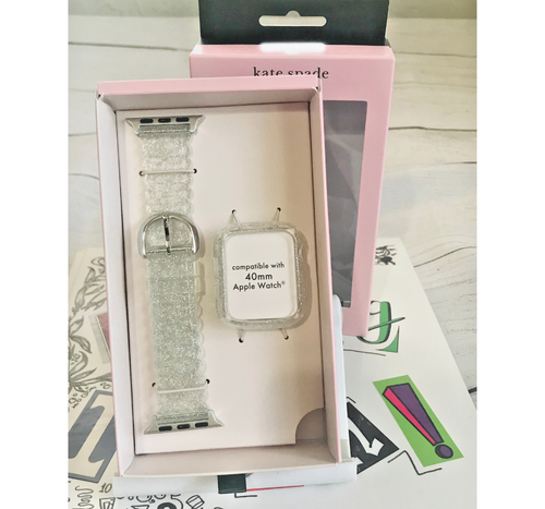 Kate Spade Apple Watch Silver glitter jelly 40mm Case & Band Set KSS0131SET - Picture 6 of 7