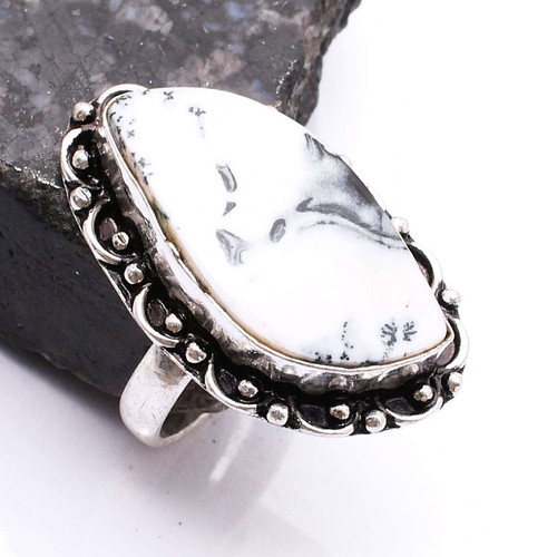 Dendrite Opal Ethnic Handmade Sister Gift Ring Jewelry US Size-7 AR 70491