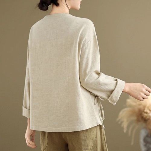 Women Casual Cardigan Tops Shirts Blouse T-shirts Retro Irregular Asymmetric Top - Picture 7 of 21