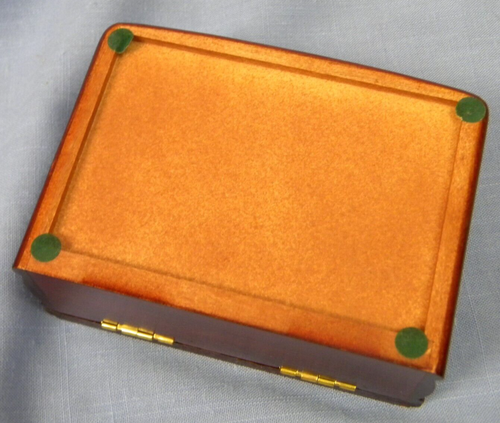 Small Wood Jewelry Box Floral Glass Top 2 Compartments Ring Slots Velvet Lined - Picture 4 of 4