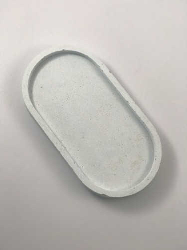 Nordic Oval Vanity Trinket Dish Trays Pastel Blue Concrete Gifts Tray Luxdecor6 - Picture 2 of 4