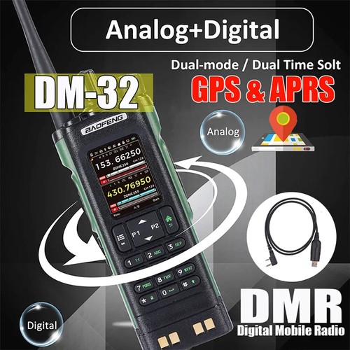Nowe radio cyfrowe BAOFENG DM-32 DMR GPS Multi Band 8W Walkie Talkie + kabel USB - Zdjęcie 1 z 9