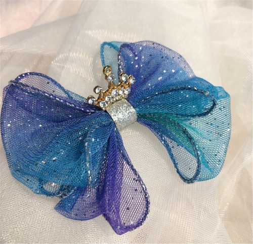 Girls Blue Princess Bow ribbon Hair Clip or Headband Hairband Hair head band - Picture 4 of 22
