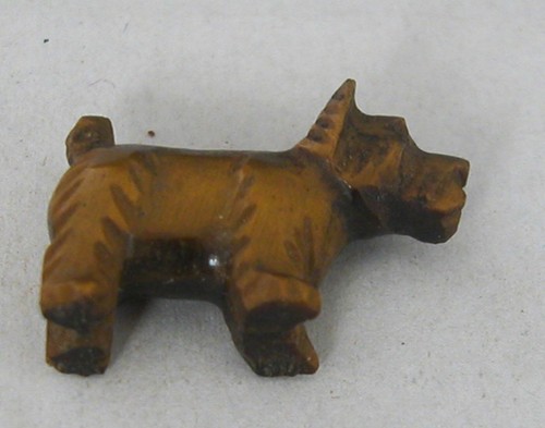 A Vintage Small Hand Carved Tiger Eye Stone Figurine Of A Dog - Picture 2 of 7