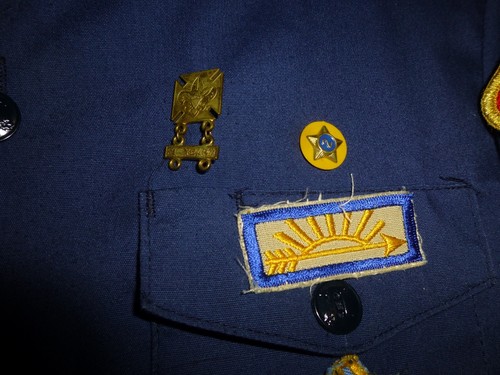Camisa Oficial Boy Scout Azul De Colección Años 1990 Decorada - Parches Alfileres y Webelos - Imagen 11 de 21