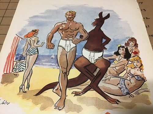 vintage 1949 french ad: 15 x 11" KANGOUROU underware - gay interest - MARTELL - Picture 2 of 6