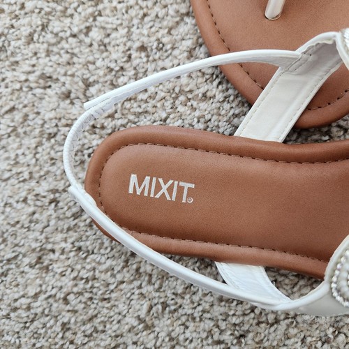 Mixit Damen-Sandalen Größe 10 braun weiß Fersenriemen flach Riemen - Bild 3 von 8