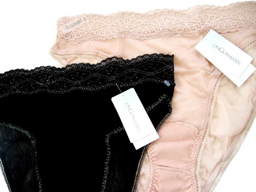 A0513 OnGossamer NEW Mademoiselle Shimmer Lace Sheer Chiffon Mesh Hi-Cut Brief - Picture 2 of 16