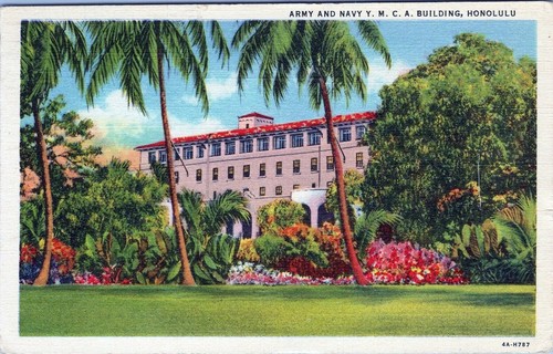 Postal 4A-H787 publicada del Ejército y la Marina Y.M.C.A Building Honolulu Hawaii - Imagen 1 de 2