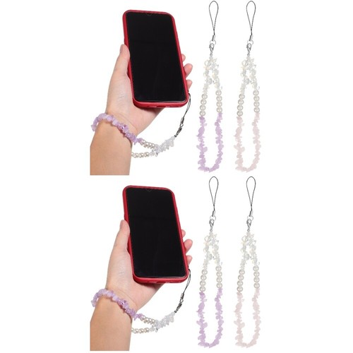 2 Pack Handy Kette Kristallsteine telefon Lanyard Perlen Telefonanhänger Aus - Zdjęcie 9 z 12
