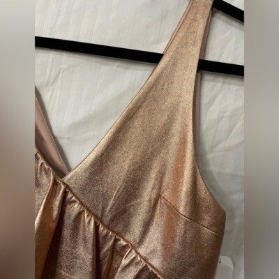 Zara NWT Rose Gold Ruffle Dress M