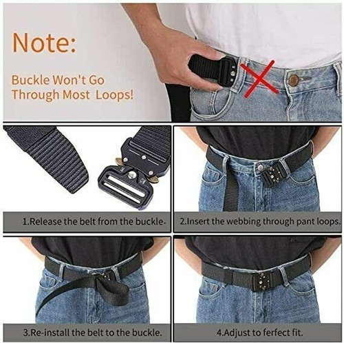 Mens Military Tactical Belt Quick Release Buckle Adjustable Army Webbing Rigger - Picture 8 of 13
