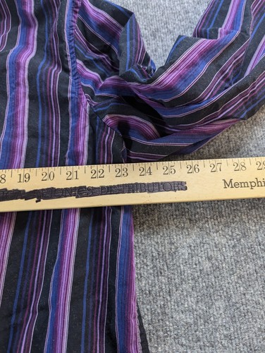 Claiborne Shirt Mens XL Purple Blue Striped Button Up Long Sleeve - Picture 6 of 9