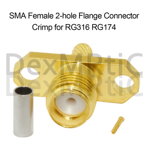 1PC SMA Female /RP Jack 2-hole Panel Mount Connector Crimp RG316 RG174 Cable NEW - Picture 7 of 8