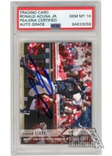 Ronald Acuna Jr 2018 Topps Now Autograph Rookie Card #129 PSA/DNA 10