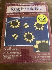 Caron WonderArt Latch Hook Rug Kit SUNFLOWERS BUTTERFLIES 18 X 27 Blue Yellow