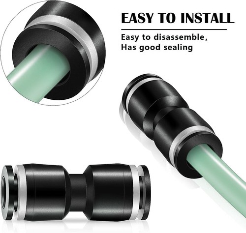 Push To Connect Air Fittings Tube For 1/2" Od Straight Air Line Union Push 10Pcs - Picture 2 of 14