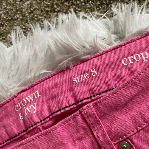 Crown & Ivy Global Pink Crop Jeans New Stretch Womens Size 8 - Picture 8 of 9
