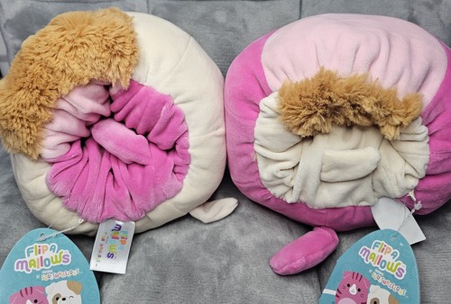 2 X Squishmallows Flipamallows 8" Brock the Bulldog /Geraldine the Tabby Cat - Picture 3 of 9