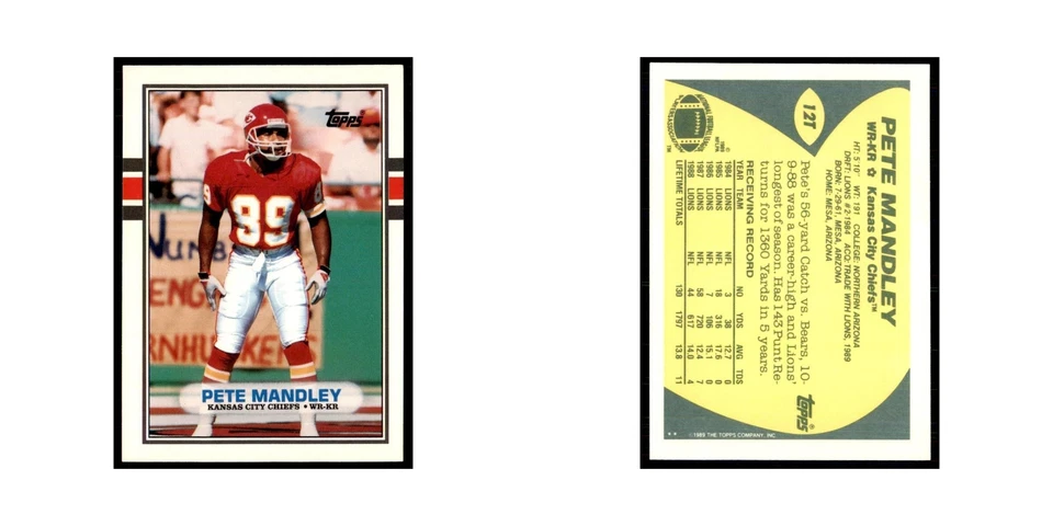 1989 Topps Traded Pete Mandley Chiefs #12T - Image 3 of 3