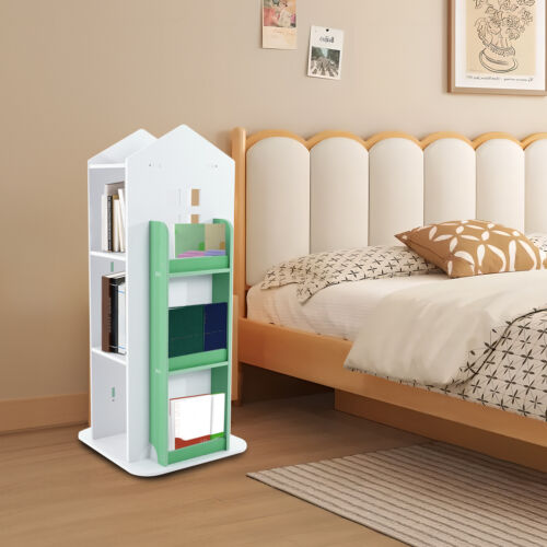 360° Rotating Bookshelf 4-Tier Bookcase Storage Shelf /Freestanding Display Rack - Picture 23 of 24