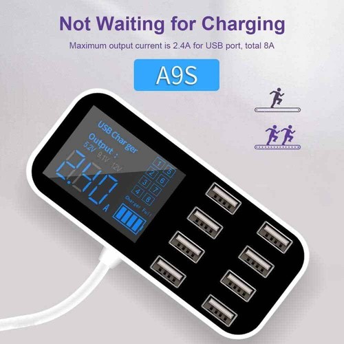 8Port Multi USB Type-C HUB Adapter Car Charger Dock Charging Station LED Display - Picture 6 of 10