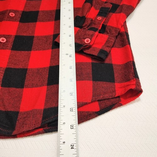 Wonder Nation Boy’s Lg Husky Red Black Plaid  Flannel Long Sleeve Button Shirt - Picture 4 of 7