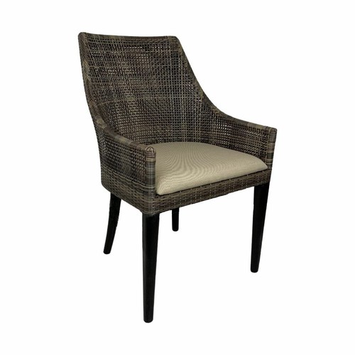 PEPPI OUTDOOR ARMCHAIR EASY CHAIR TEAK/ANTIQUE WHITE RATTAN - Picture 6 of 6