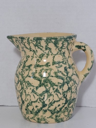 Robinson Ransbottom Green Spongeware Vintage Pitcher Roseville, Ohio - Picture 4 of 10