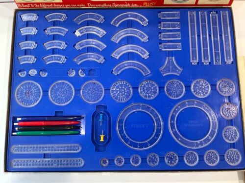Kenner Super Spirograph Drawing Set 1st Edition Blue Tray VINTAGE 1969 - Picture 2 of 4