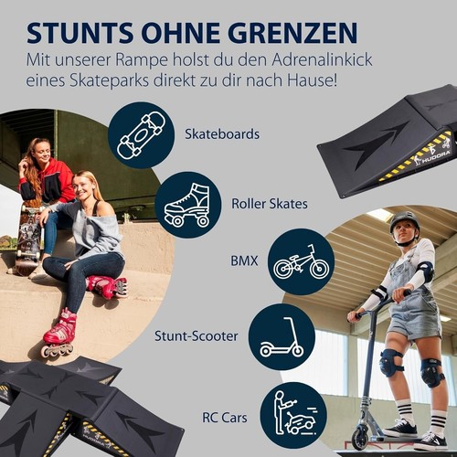 HUDORA Rampa Skater Set di 5 Pezzi Rampe per Skateboard per Cortile e Giardino Waveboard - Foto 5 di 6