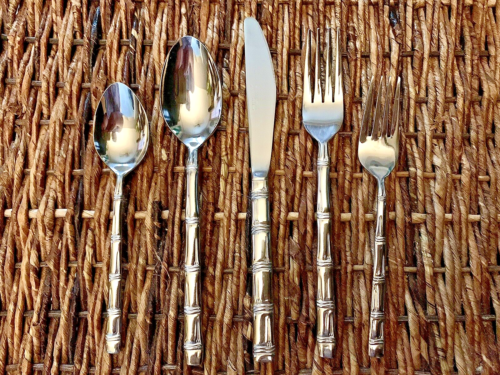 VINTAGE BAMBOO FLATWARE OXFORD HALL LANAI STAINLESS- 5 PIECE ASSORTED LOT *JAPAN - Picture 14 of 20