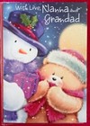 Nanna and Grandad Christmas Greeting Card Merry Happy Snowman Bear Family Love