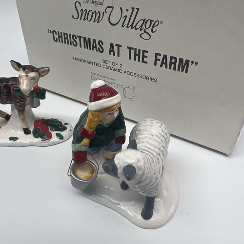 Dept 56 Set of 2 CHRISTMAS AT THE FARM Original Snow Village Accessory Figures - Picture 2 of 8