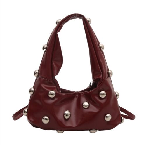 Studded Shoulder Bag PU Leather Crossbody Purse Designer Underarm Bag for Women - Picture 4 of 20