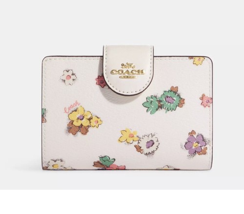 Coach Mittelgroße Eck-Reißverschluss-Geldbörse im Abstand Blumenfeldmuster Kreide/Multi CA737 - Bild 5 von 12