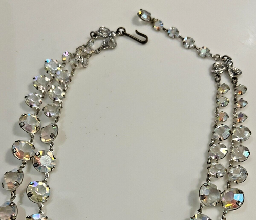 Vtg Double Strand Art Deco Faceted Crystals Paste Riviere Pools of Light 1950s - Picture 6 of 8