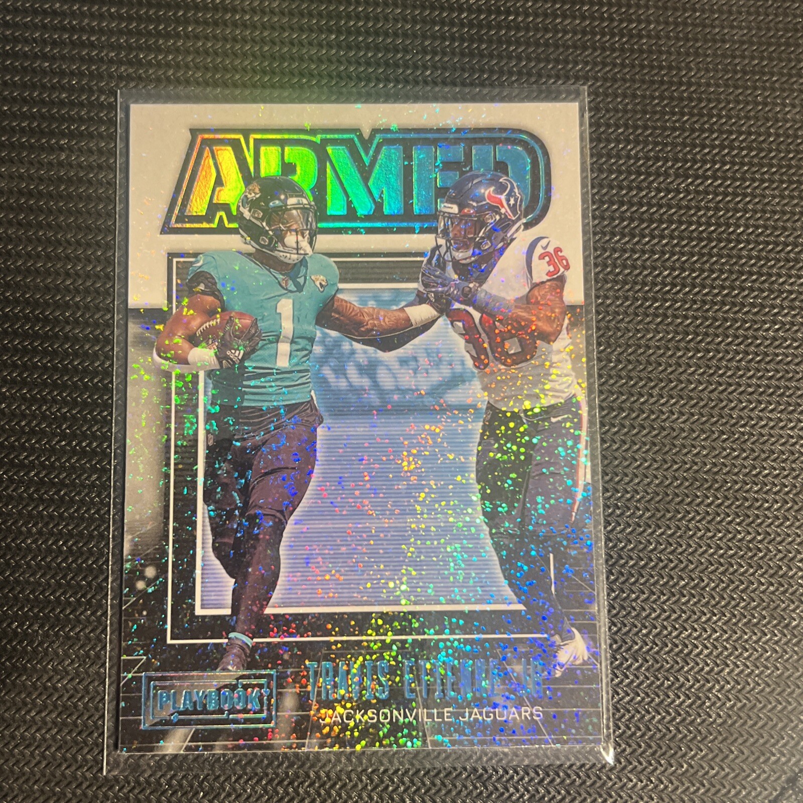 2022 Panini Playbook Armed # AU-17 Travis Etienne Jr. Shimmer card SSP Nm pop 1